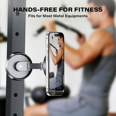 A2C Magnetic Phone Holder for Gym, Compatible iPhone MagSafe & Android, Aluminum Alloy Phone Mount with Suction Cup for Workout/Garage Gym/Kitchen/Desktop/Mirror, Gym Accessories for Men Woman Gift A2C