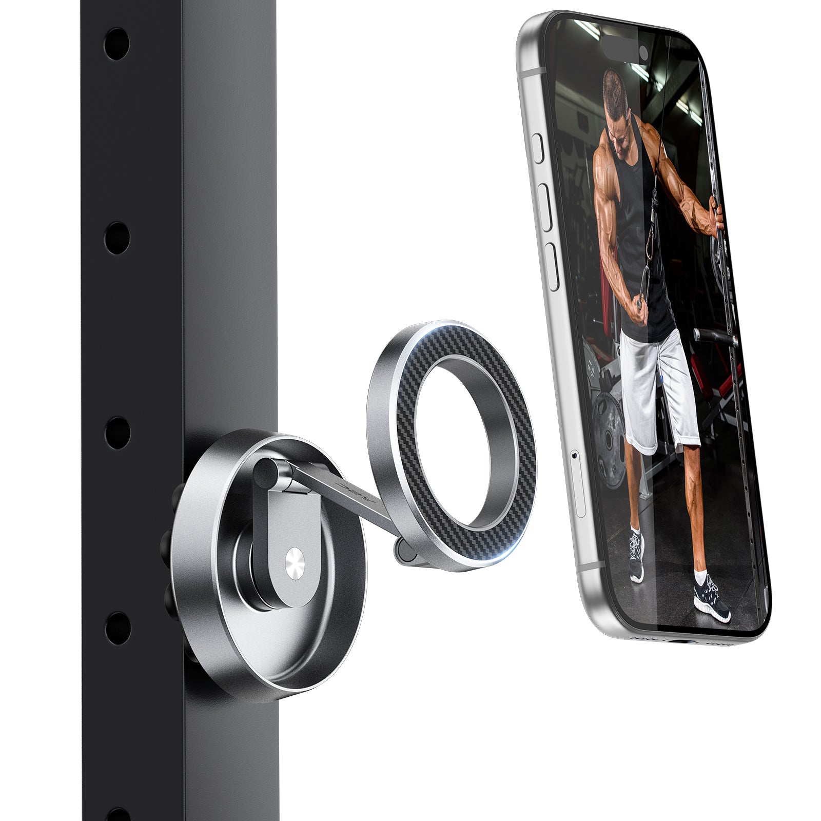 A2C Magnetic Phone Holder for Gym, Compatible iPhone MagSafe & Android, Aluminum Alloy Phone Mount with Suction Cup for Workout/Garage Gym/Kitchen/Desktop/Mirror, Gym Accessories for Men Woman Gift A2C