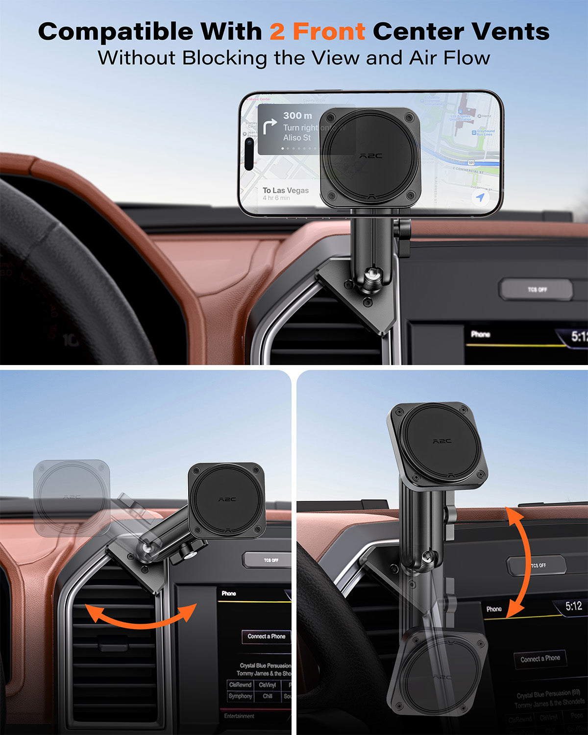 APPS2Car Magnetic Vent Mount for Ford F-150 (2015–2020), Super Duty (2017–2022), Expedition (2018–2021), Air Vent Phone Holder Compatible with iPhone 12-17 Series & MagSafe Case, Metal Socket Arm A2C