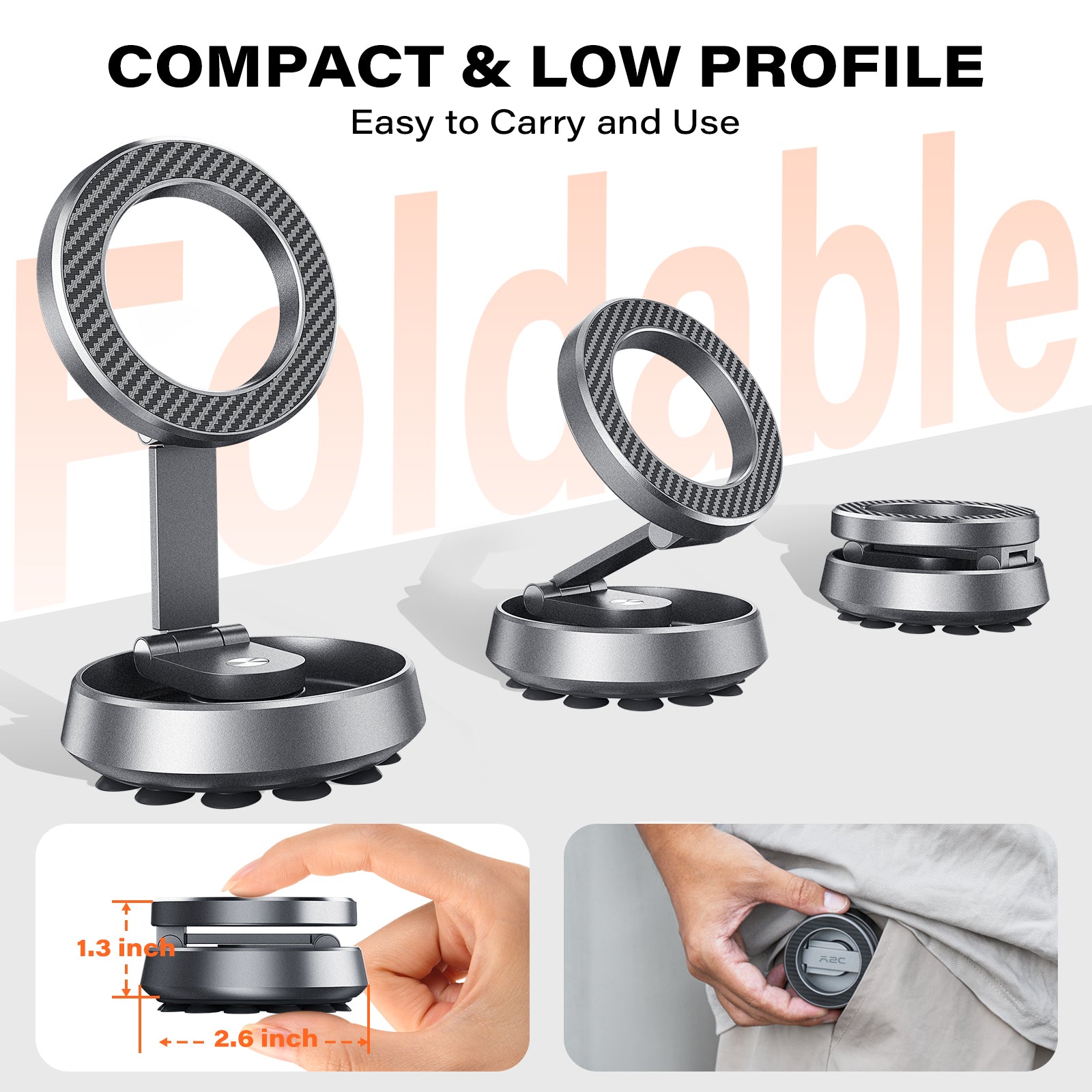 A2C Magnetic Phone Holder for Gym, Compatible iPhone MagSafe & Android, Aluminum Alloy Phone Mount with Suction Cup for Workout/Garage Gym/Kitchen/Desktop/Mirror, Gym Accessories for Men Woman Gift A2C