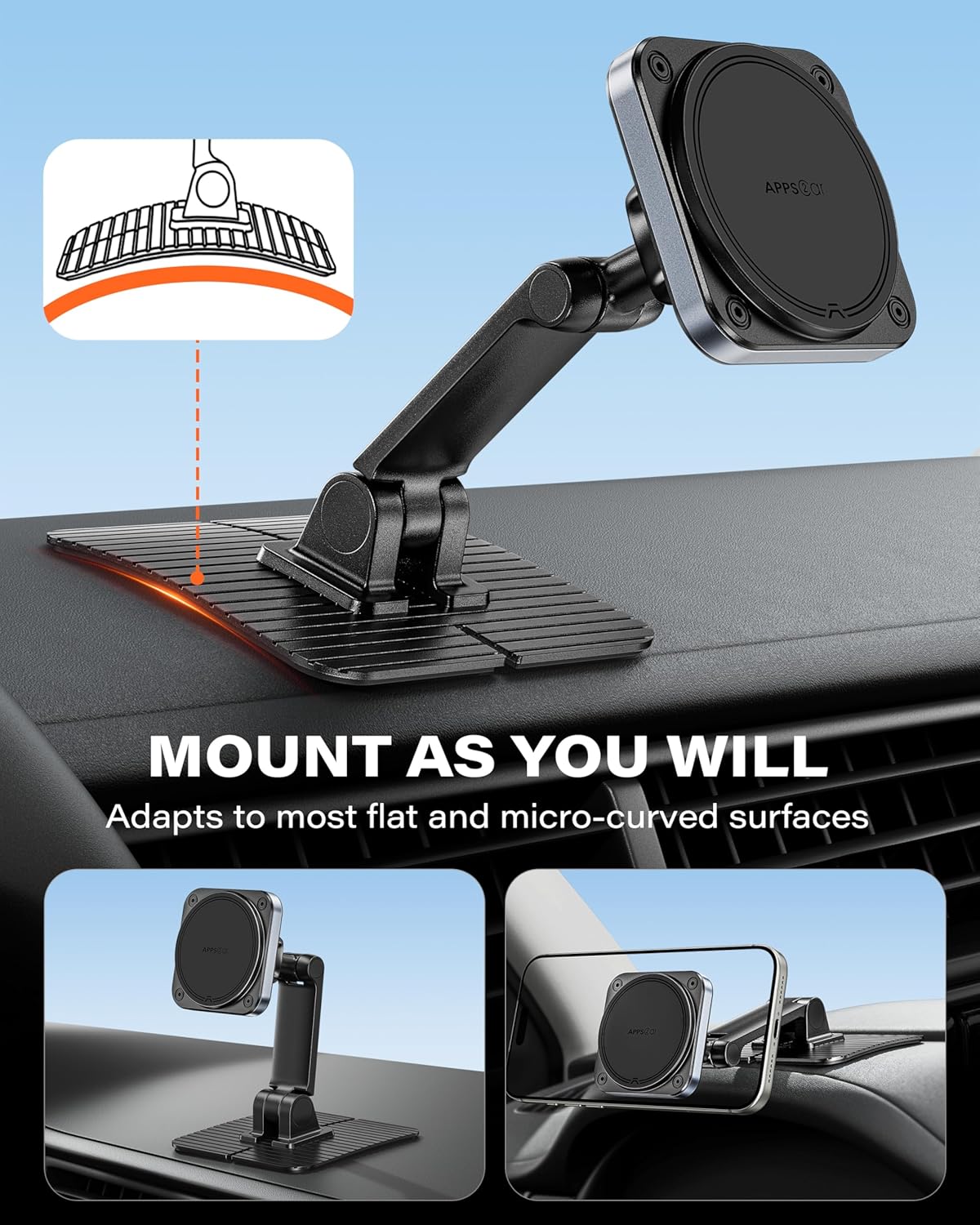 APPS2Car for Magsafe Car Mount, Magnetic Phone Holder for Car A2C