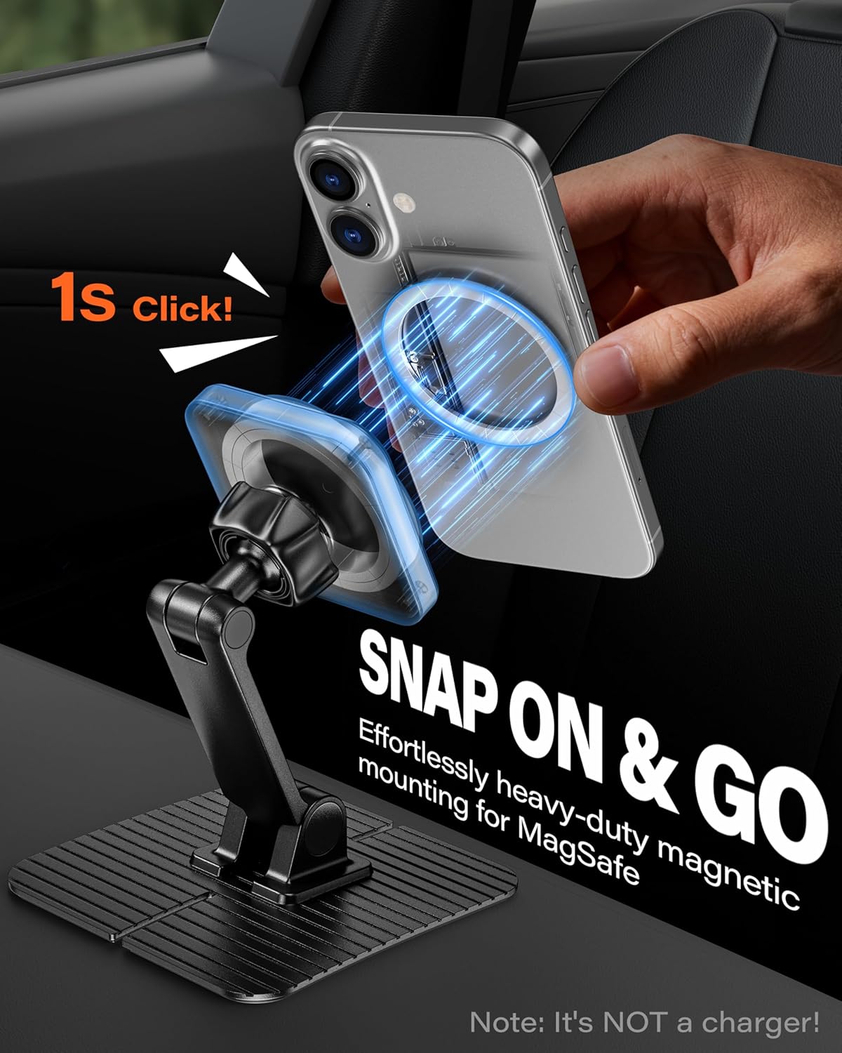 APPS2Car for Magsafe Car Mount, Magnetic Phone Holder for Car A2C