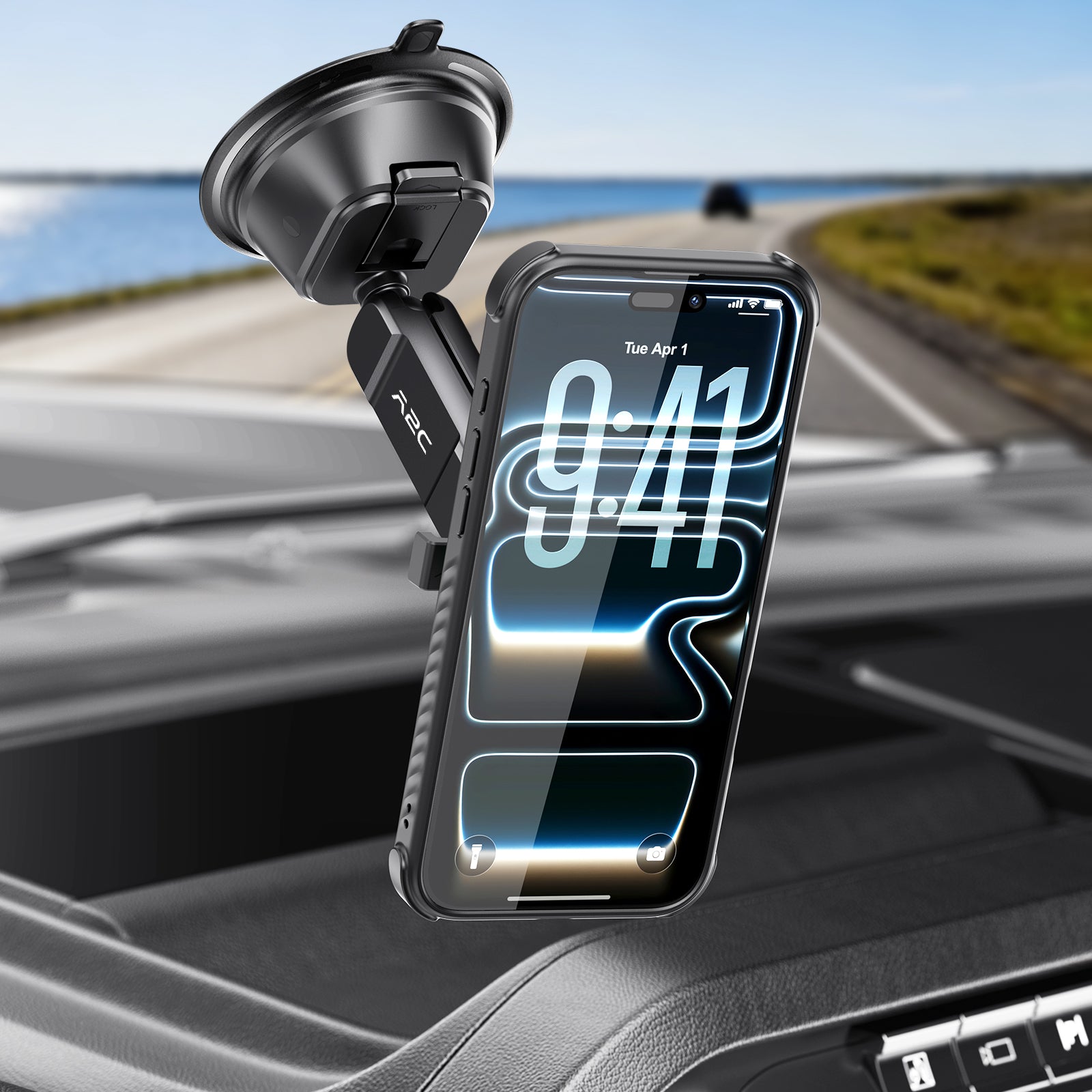 A2C One-Lock™️ Windshield/Dashboard Car Phone Holder with Suction Cup A2C