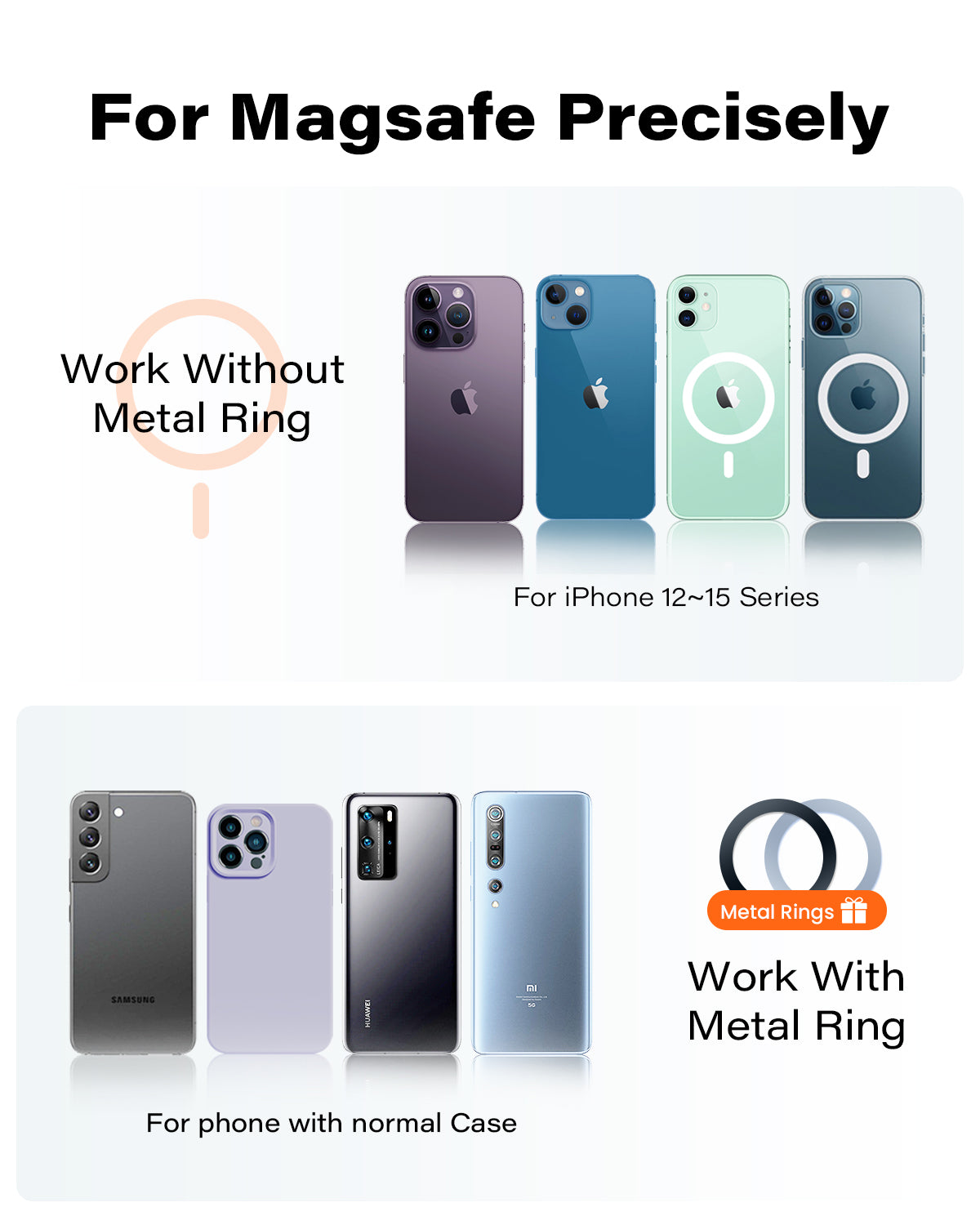 APPS2Car Magnetic Phone Holder for Gym, Alloy Base & Ball Joint, Attach to Metal Surfaces, Dual Magnetic Phone Mount for MagSafe iPhone 12-17 Series A2C