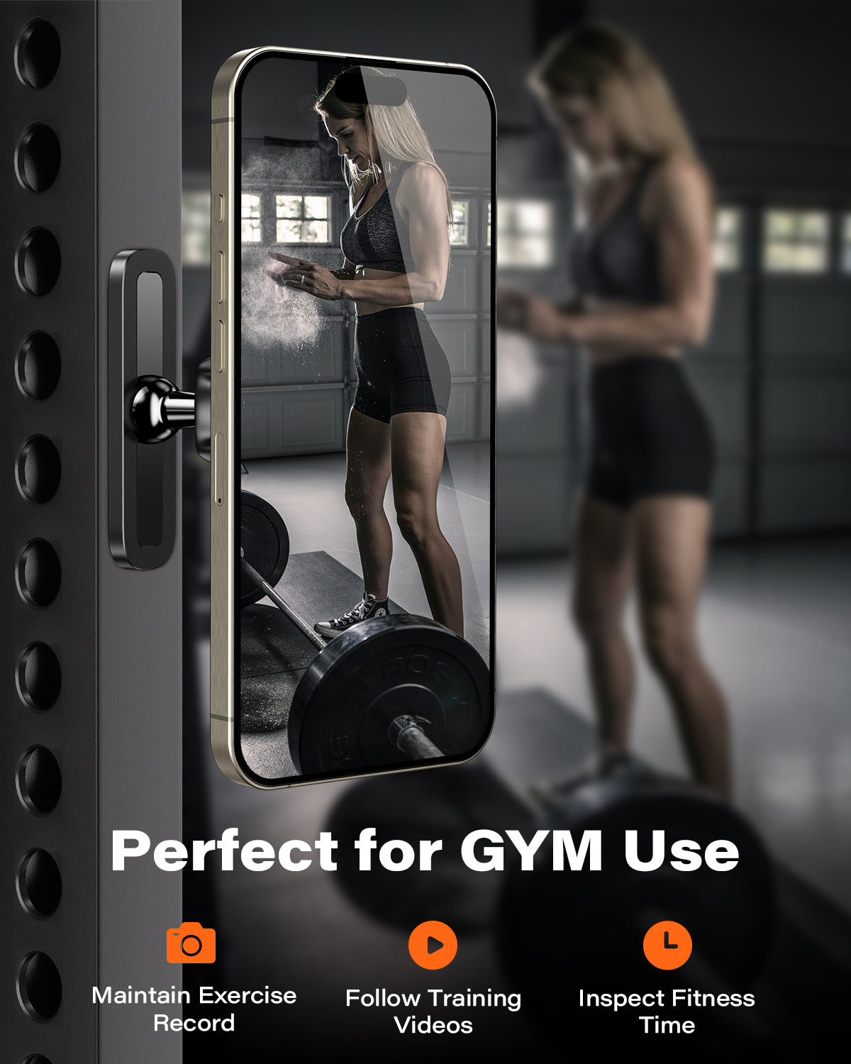 APPS2Car Magnetic Phone Holder for Gym, Alloy Base & Ball Joint, Attach to Metal Surfaces, Dual Magnetic Phone Mount for MagSafe iPhone 12-17 Series A2C
