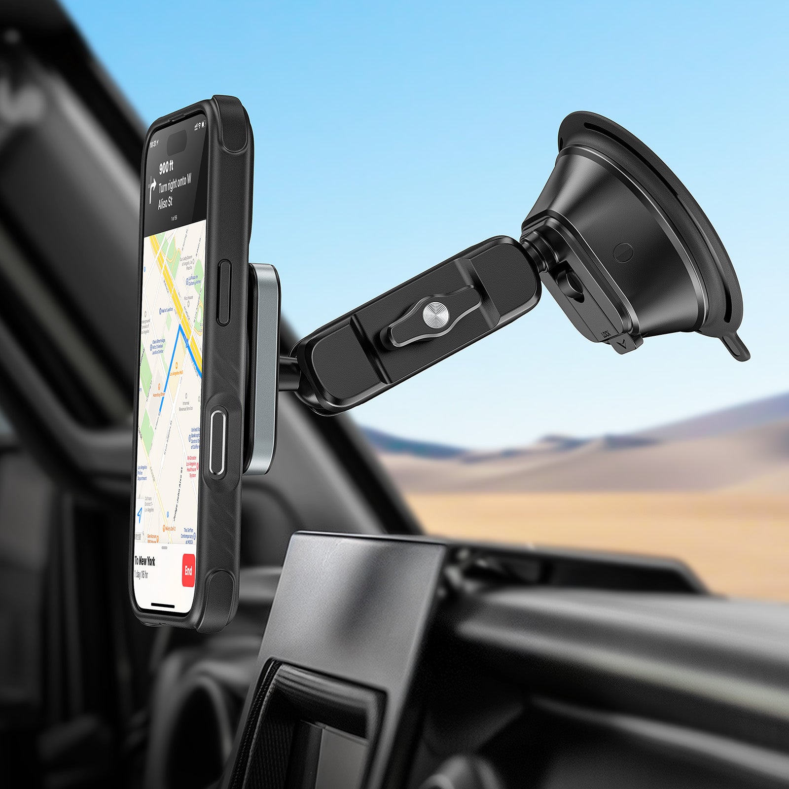 A2C Heavy Duty MagSafe Car Mount – Vacuum Suction Windshield & Dashboard Phone Holder for iPhone A2C
