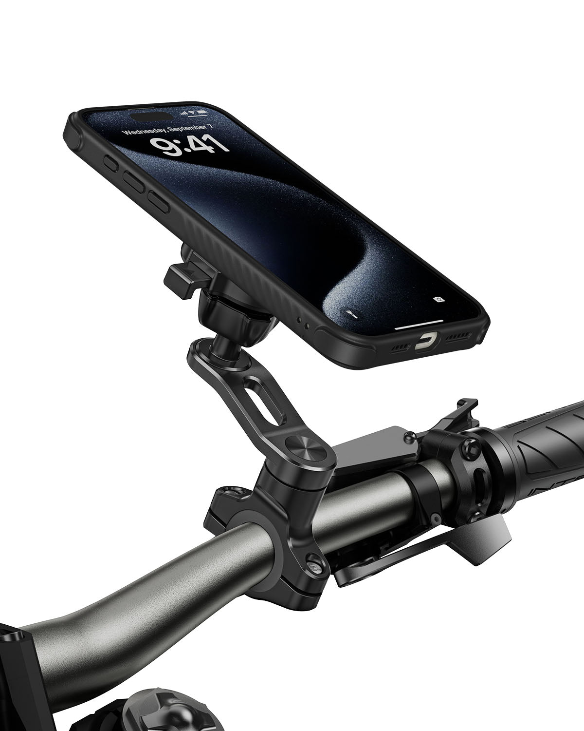 A2C One-Lock Motorcycle Handlebar Mount Kit – PC16 Magnetic Case + MB06 Alloy Bar Mount APPS2Car Mount