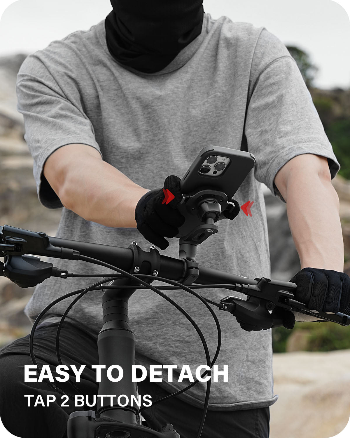 A2C One-Lock Motorcycle Handlebar Mount Kit – PC16 Magnetic Case + MB06 Alloy Bar Mount APPS2Car Mount