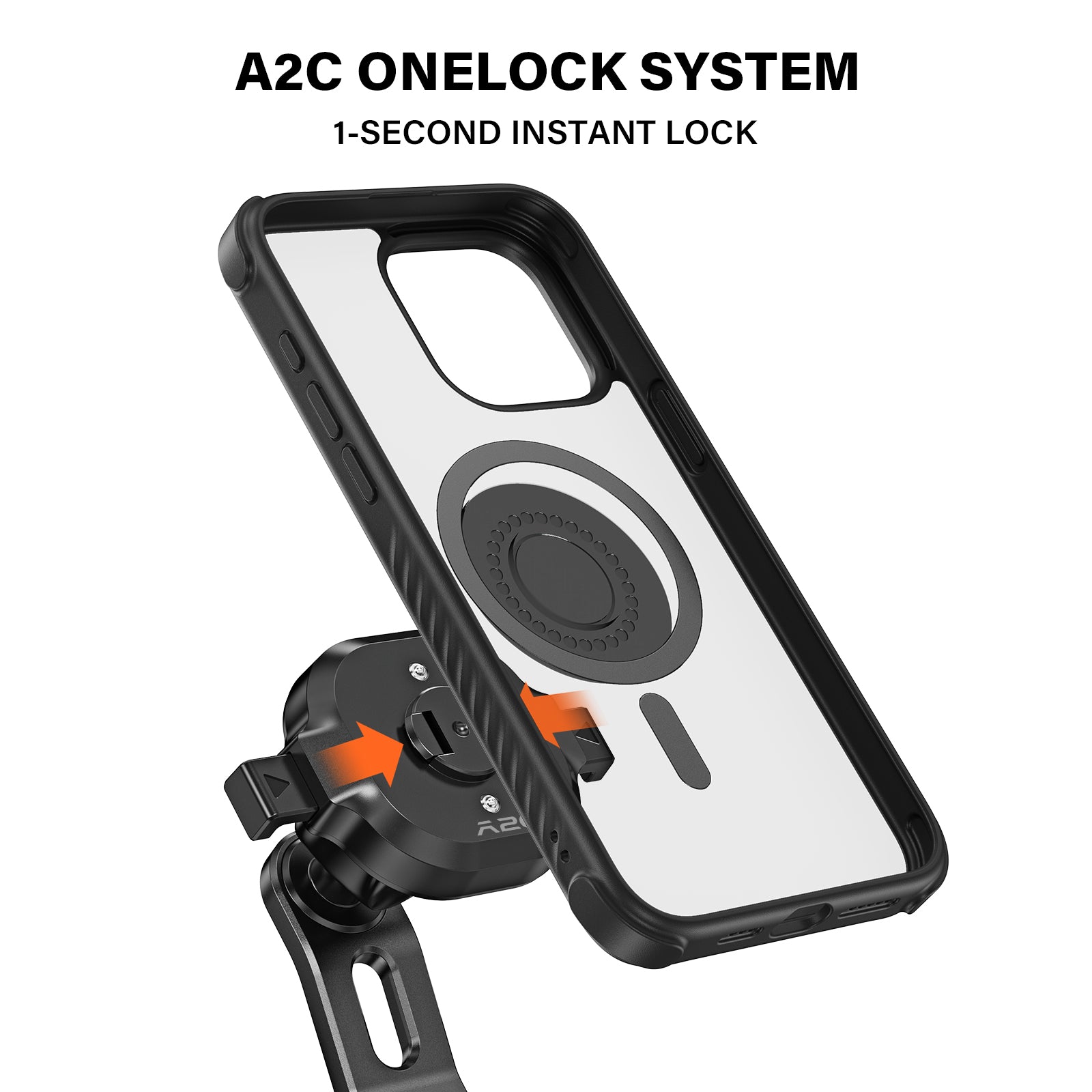 A2C One-Lock System Bike Phone Holder Kit with MagSafe Phone Case for iPhone A2C