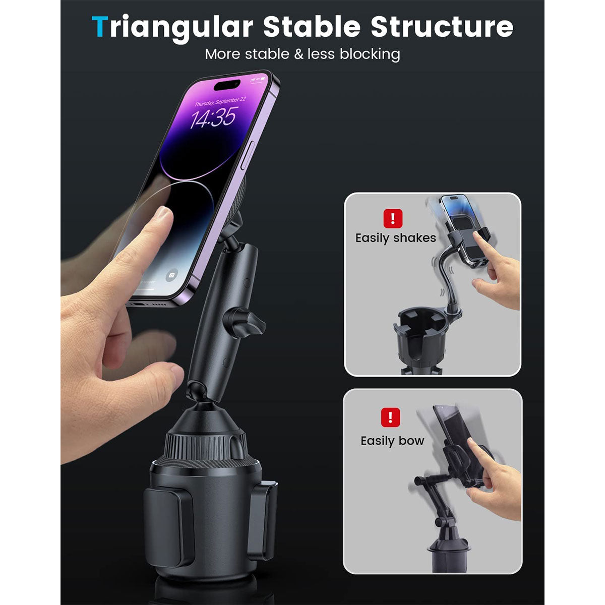 Tri-Pivot Magsafe Cup Holder Charger Mount APPS2Car Mount
