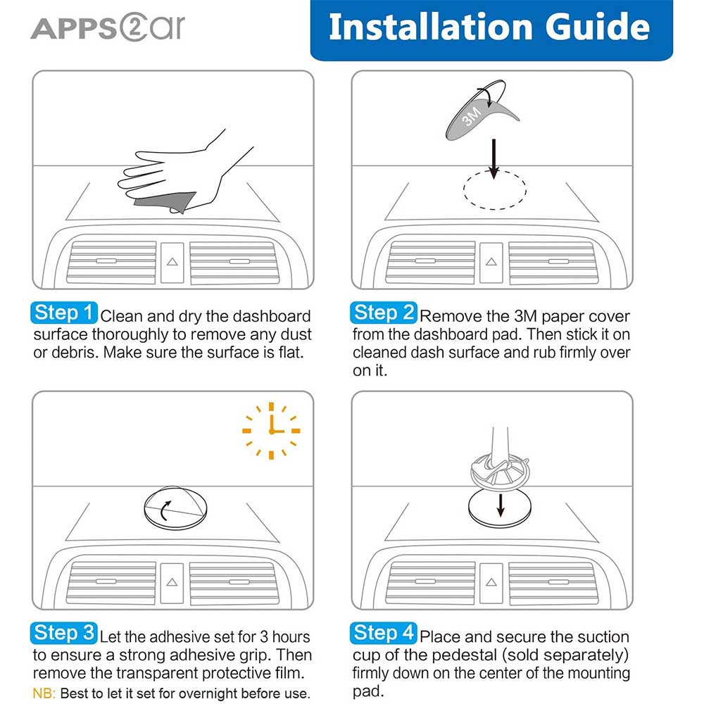 3 Pack Dashboard Pad Mounting Disk APPS2Car Mount